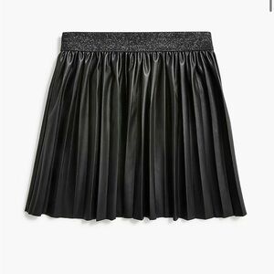 J. Crew Crewcuts Girls Black Pleated Faux Leather Skirt Sz 8
